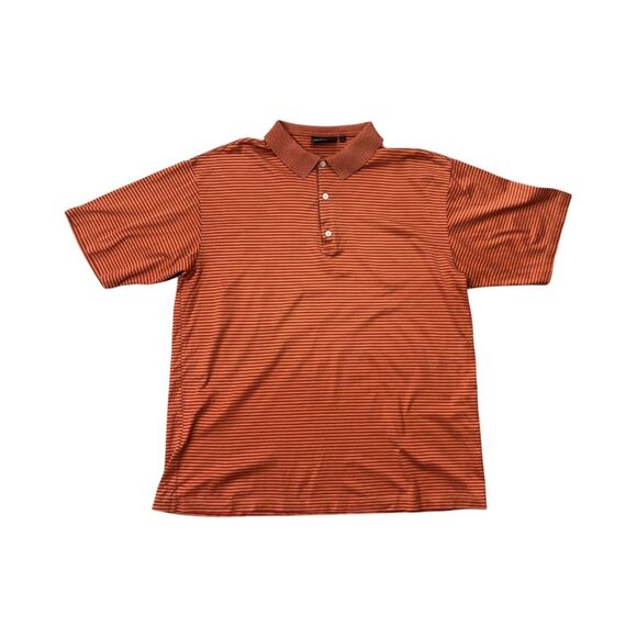 Vintage Bobby Jones Collection Polo Shirt L Striped Orange Red Golf Men's Casual - Picture 1 of 3